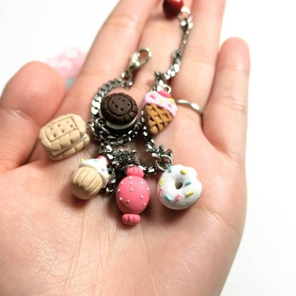 Dessert Ice Cream Cookie Doughnut Candy Cupcake Bracelet Polymer Clay - Picture 6 of 6